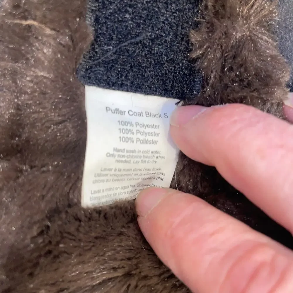 Bed Bath & Beyond Dog Puffer Vest Small Luxury Faux Fur Jacket Reversible Black